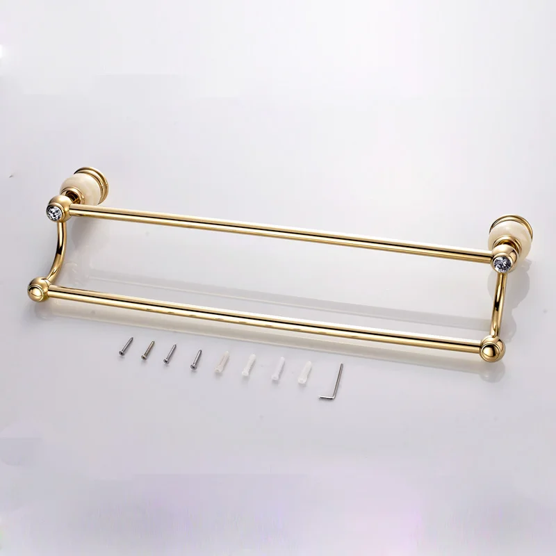 

Jade Pendant Bathroom Towel Rack Copper Towel Bar Gold Bath Towel Rack European Marble Double Rod