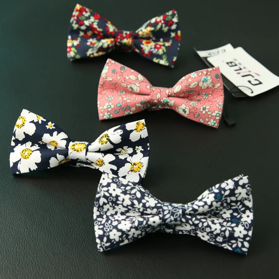 

New Design Mens Bow Tie Male Necktie Business Wedding Neckties Bowtie Vestidos Gravata Cotton Print Floral 10pcs/lot