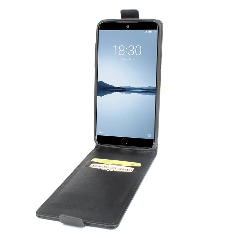 Зернистый кожаный чехол личи для Meizu 15 Чехол флип телефона оболочка Coque модные