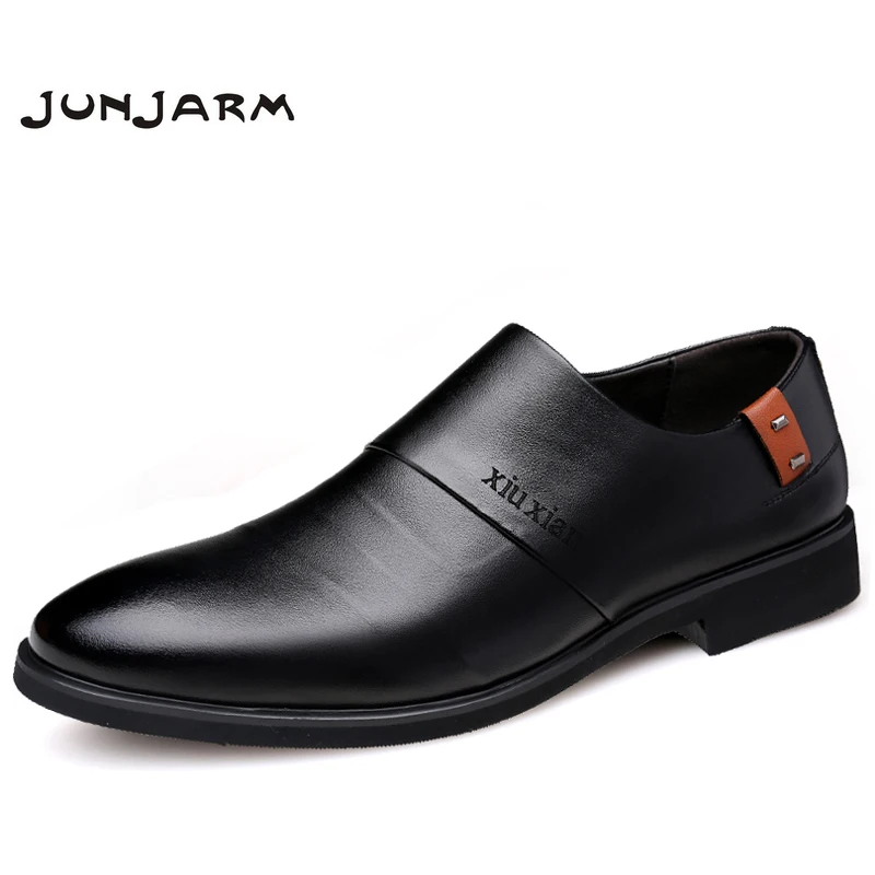 JUNJARM/Модная Мужская обувь в деловом стиле новинка 2019 года Классические Кожаные