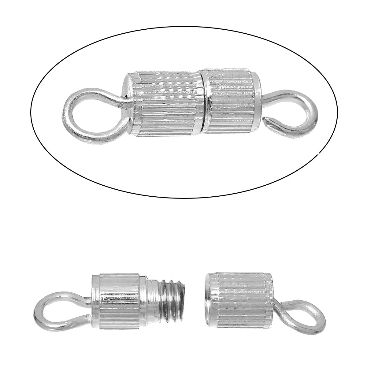 

DoreenBeads Copper Screw Clasps Necklace Bracelet Findings Cylinder Silver Color Accessories 15mm( 5/8") x 4mm( 1/8"), 6 PCs