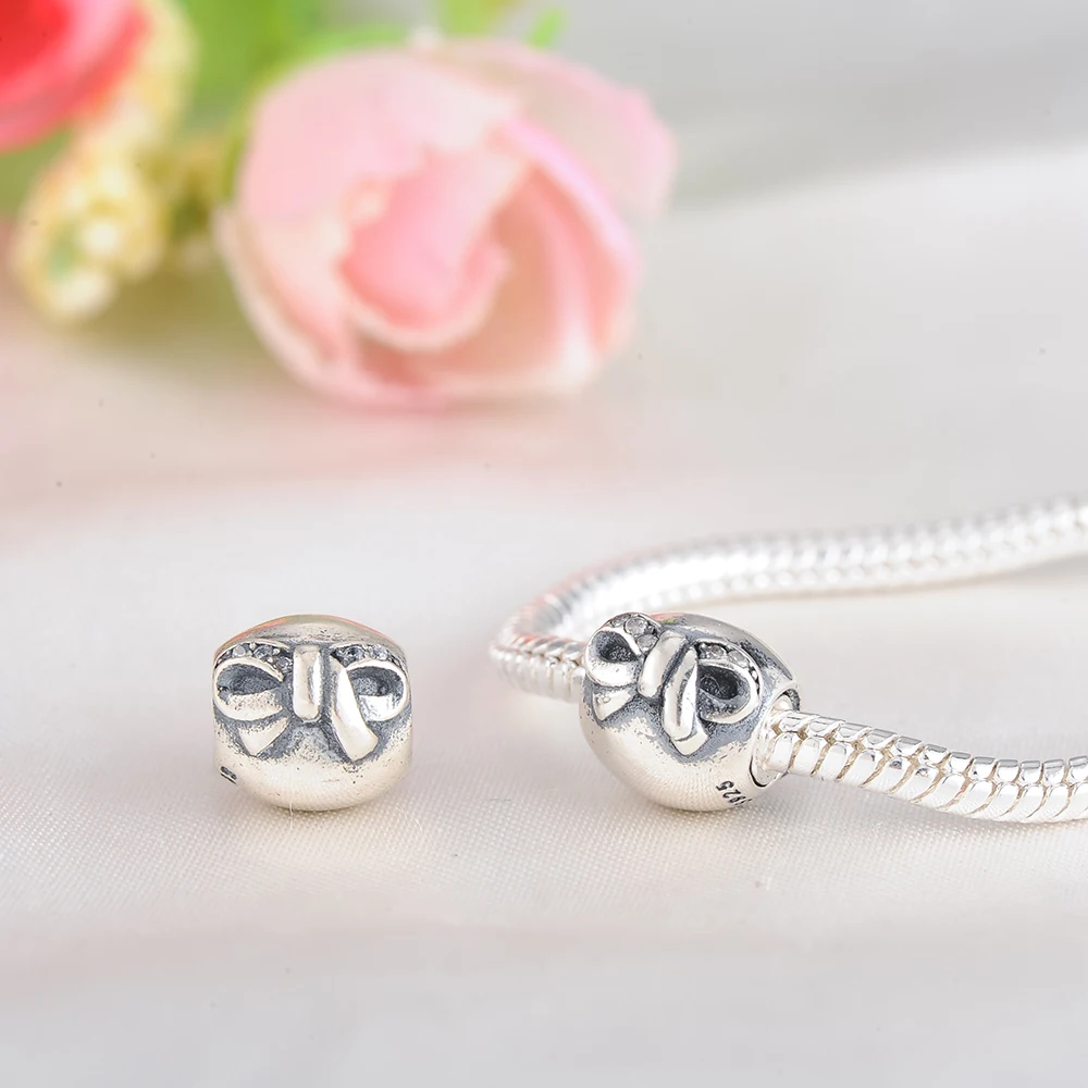 Suplush 100% 925 Sterling Silver Charm Beads Fit Original Pandora Bracelet Bow-knot Charms Fashion Jewelry Gift | Украшения и