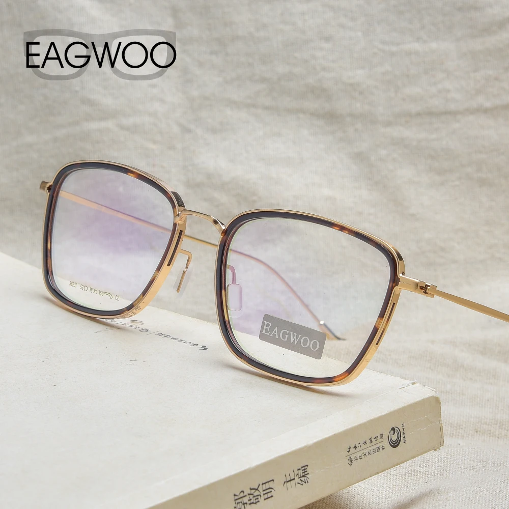 Eagwoo очки из чистого титана полная оправа для очков в винтажном стиле мужчин