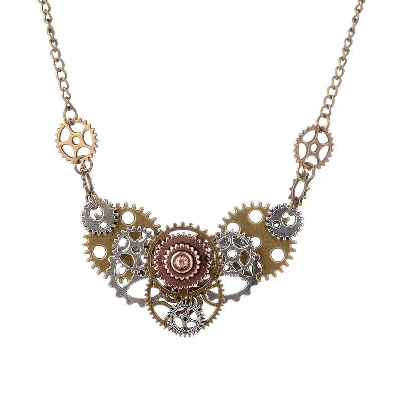 

Best Selling Different Gears Hand Connected DIY Steampunk Necklace Vintage Fashion Jewelry