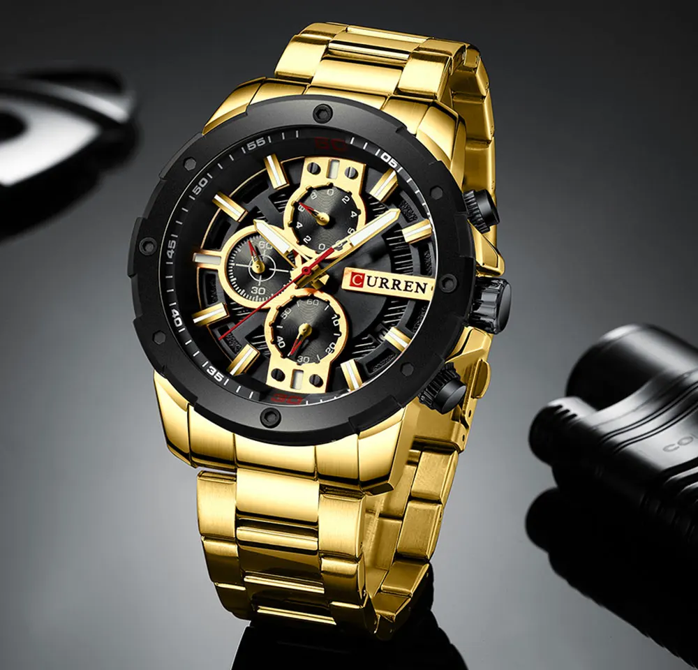 Newest CURREN Watch Top Luxury Brand Men Stylish Business Steel Quartz Watches Classy Sport Chronograph Clocks Gift 2019 | Наручные часы