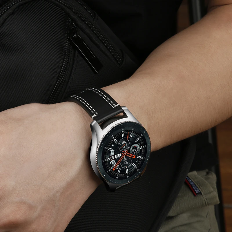 Ремешок для часов из натуральной кожи 22 мм Samsung Galaxy Watch 46 SM R800 быстросъемный