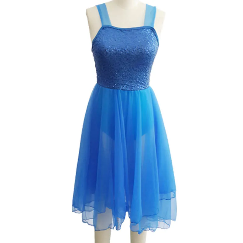 

White/Blue Ballet Dress For Girls Child Dancing Sequins Long Tutu Ballet Gymnastics Leotard For Women Solid Ballet Dance Clothes