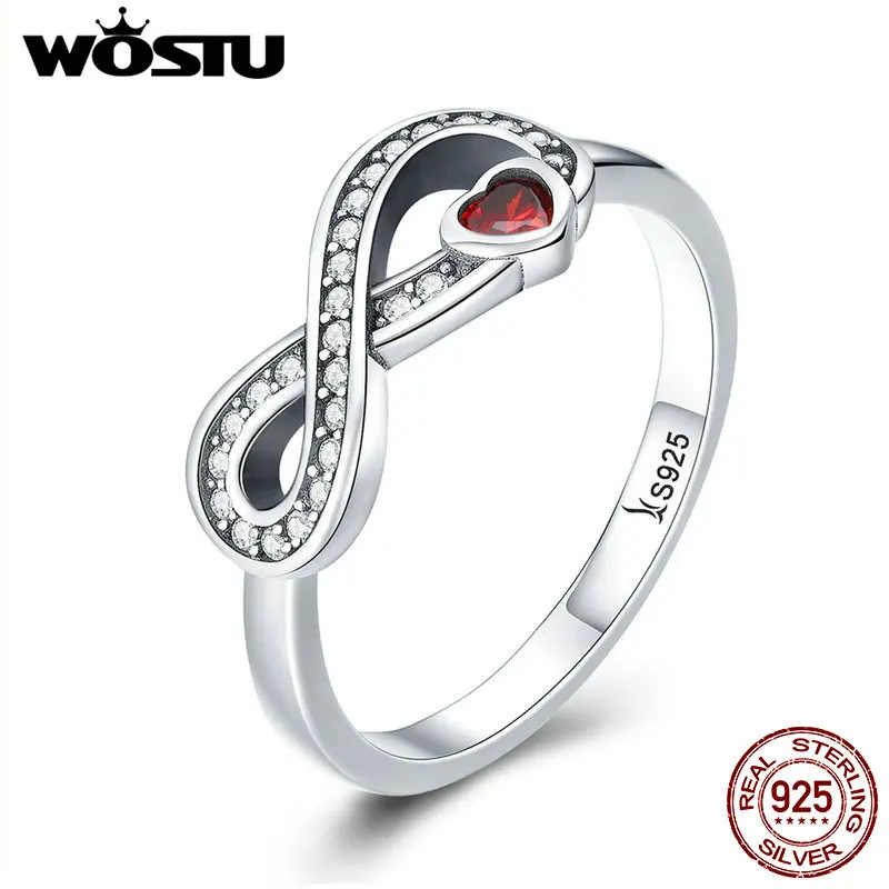 Женское кольцо на палец WOSTU модное из 100% стерлингового серебра 925 пробы Infinity Forever