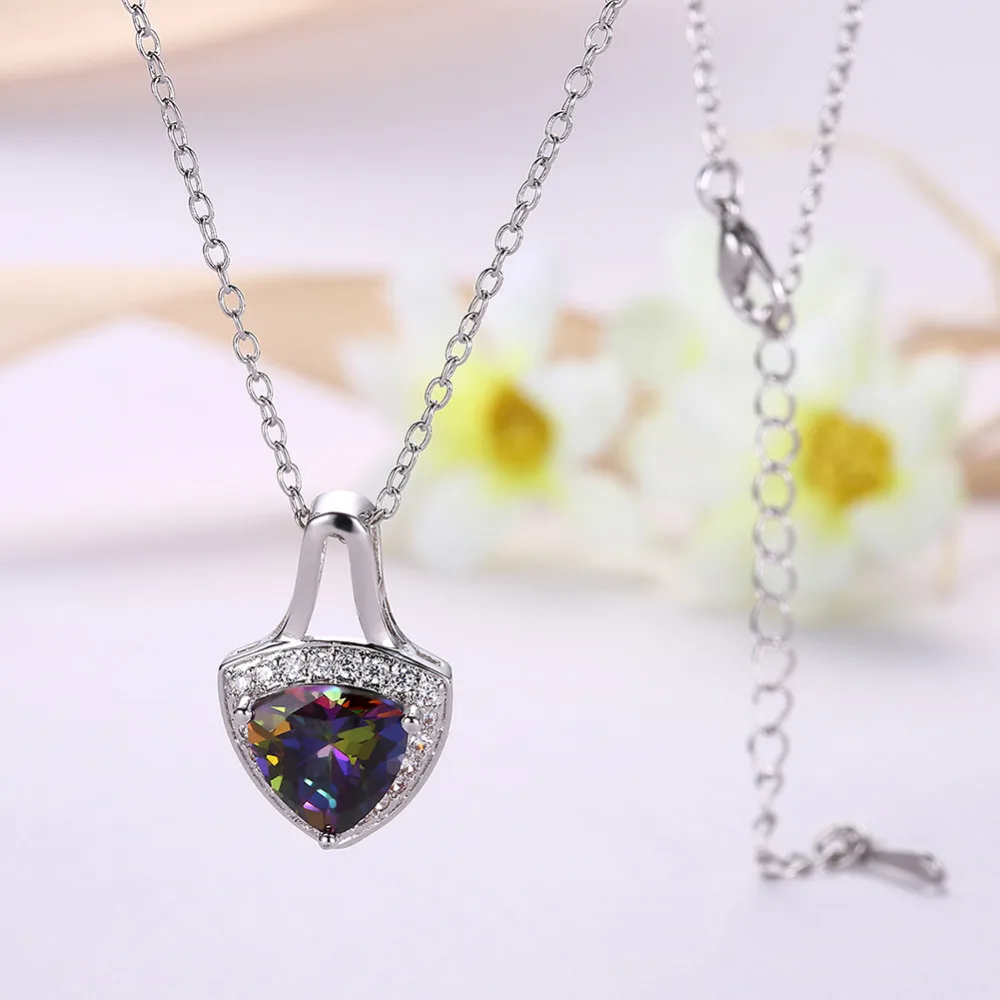 

Statement Necklace Silver Color Overlay Mystic Cubic Zirconia Necklaces Pendants For Women Jewelry AP2025