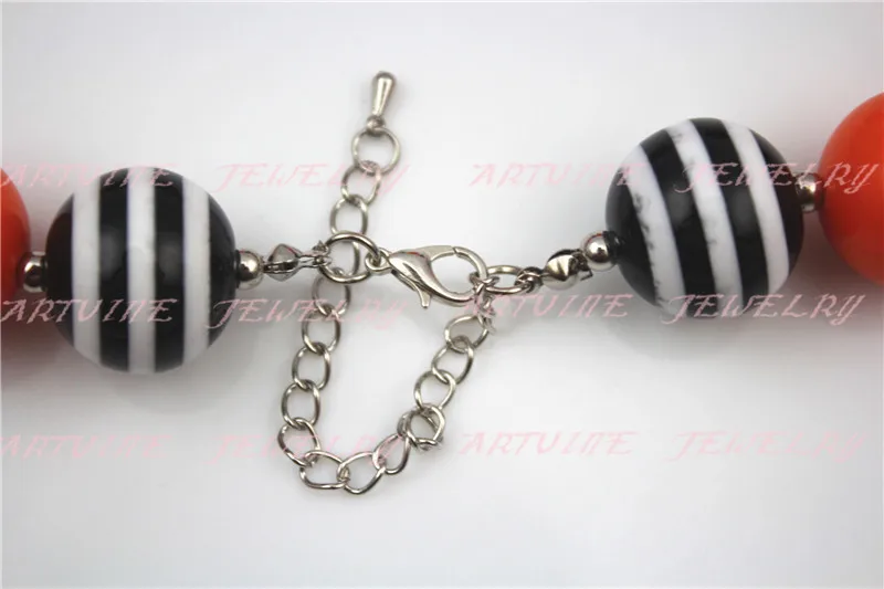 Массивная бусина в горошек для девочек черная и оранжевая жвачка Хэллоуина