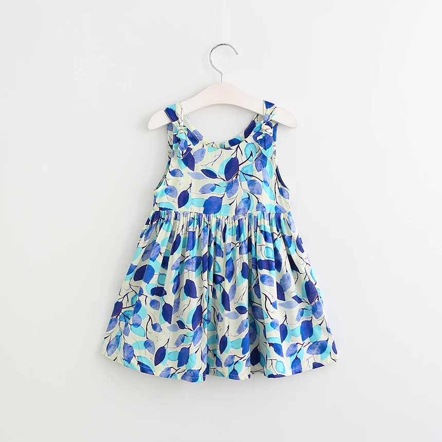 Hurave NEW arrival girls dress kids clothes children sleeveless leaf printed fashion summer clothing 17L1 | Мать и ребенок