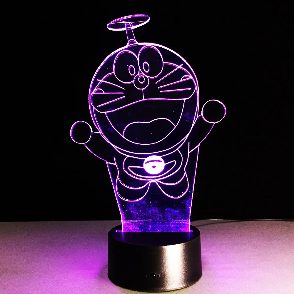 Doraemon акриловый светодиодный 3D ночник с дистанционным управлением маленькая