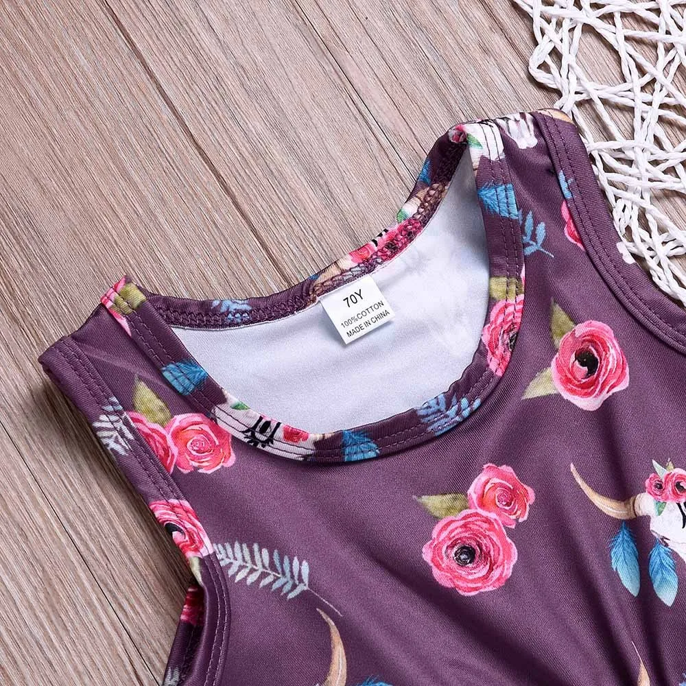 2019 модная летняя одежда для детей комплект новорожденных детский GirlsFloral детская