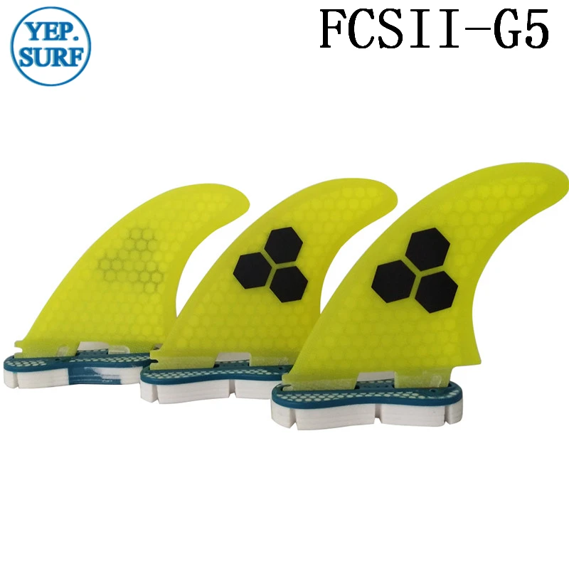 Плавники для серфинга FCS2 G5 Fin сотовый плавник доски желтого цвета Серфинг Quilhas