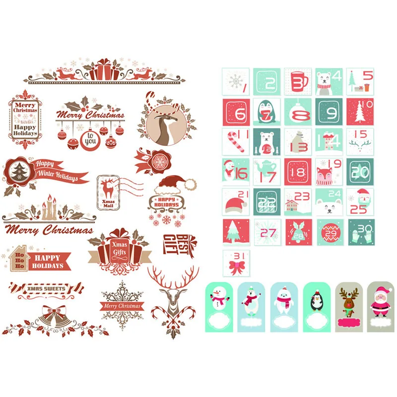 1 PCS Xmas Sweet Holiday Gift Cosas Kawaii Precut Stickers Scrapbooking Stationery Washi Tape Set School Supplies | Канцтовары для