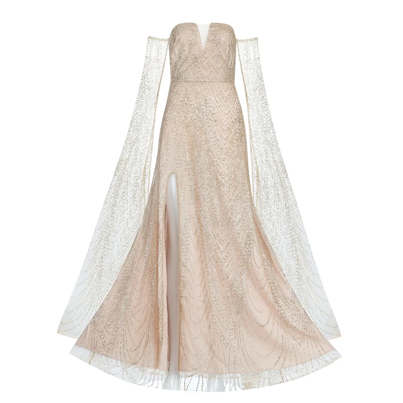 Женское платье с цветочным принтом Bqueen расшитое блестками рукавами-лепестками