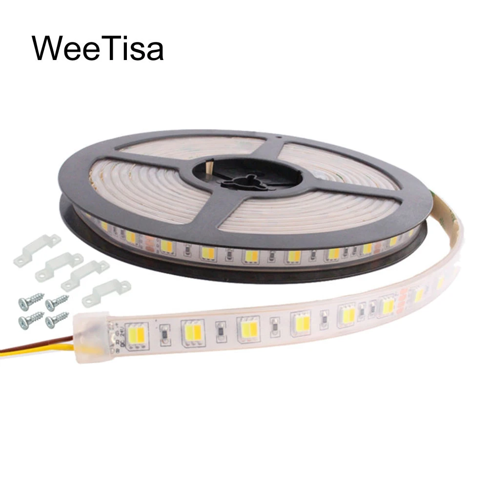 Светодиодная ленсветильник CCT Dimmable SMD 5050 5M WW CW с регулировкой температуры цвета IP67
