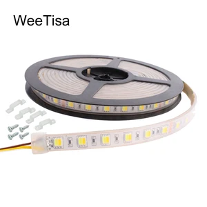 Светодиодная ленсветильник CCT Dimmable SMD 5050 5M WW CW с регулировкой температуры цвета IP67 водонепроницаемая гибкая DC 24V 12V Светодиодная лента полоса
