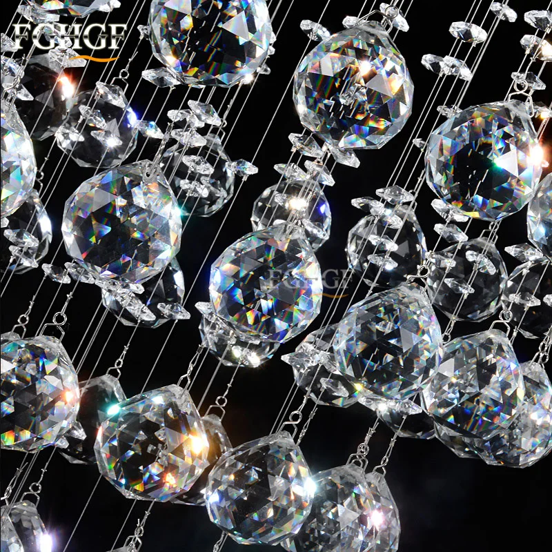 Лампа круглой формы Роскошная Современная хрустальная люстра освещение для зала