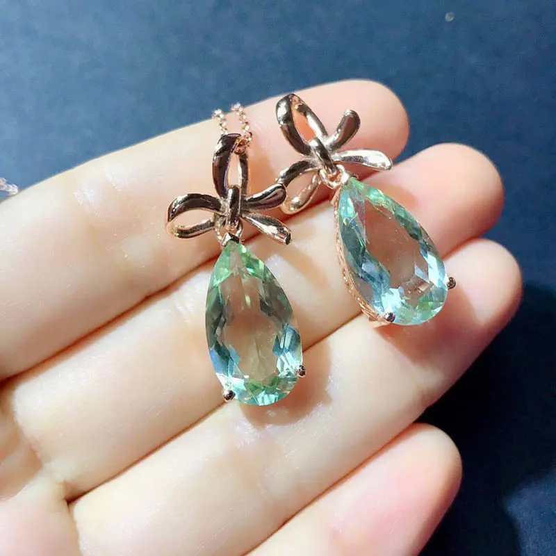 Женское кольцо с аметистом CSJ изящное из серебра 925 пробы натуральным зеленым