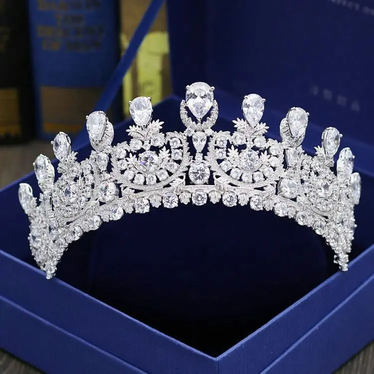Hibride роскошь новая пышная головная повязка Диадемы AAA кубический циркон Для женщин женские аксессуары для волос для свадебных подарков C-30
