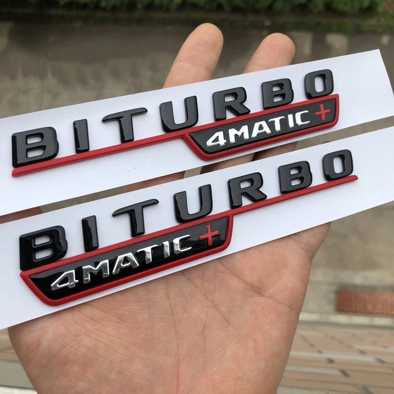 Глянцевый черный хром Turbo 4matic Biturbo + эмблема на КРЫЛО боковой Supercharge логотип
