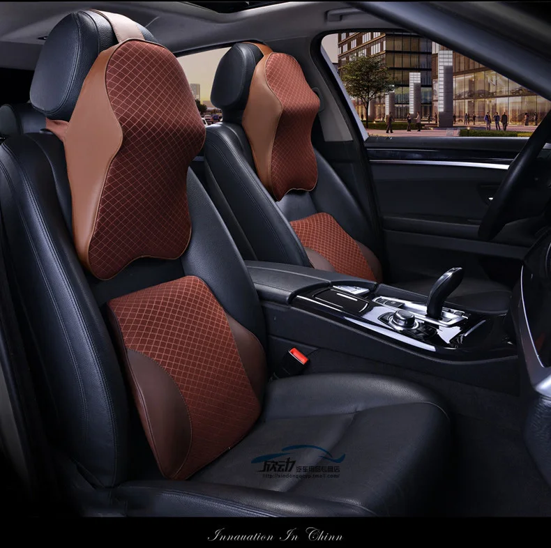 Высококачественная 3D Автомобильная подушка для шеи с эффектом памяти, подголовник для автомобиля, подушка для шеи, кожа