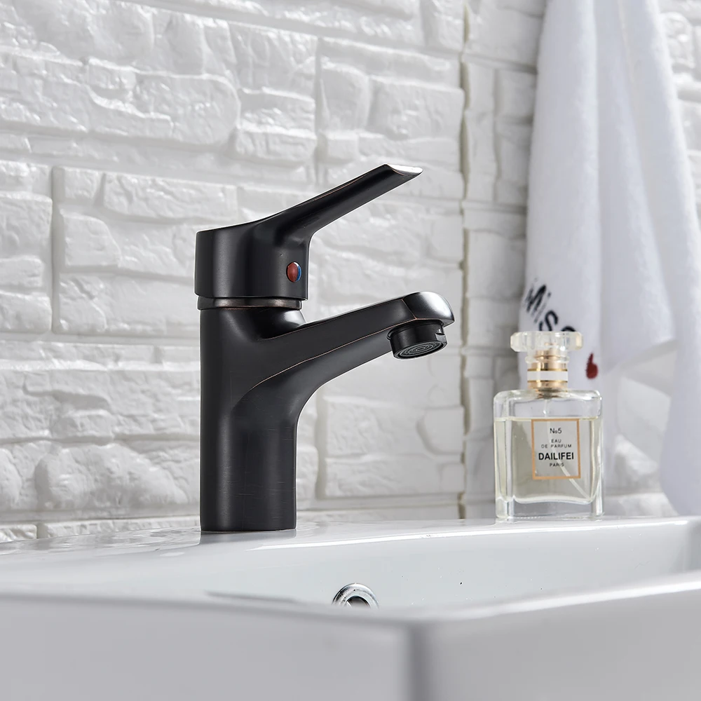 Стильный Мини кран для ванной комнаты латунный элегантный раковины черный