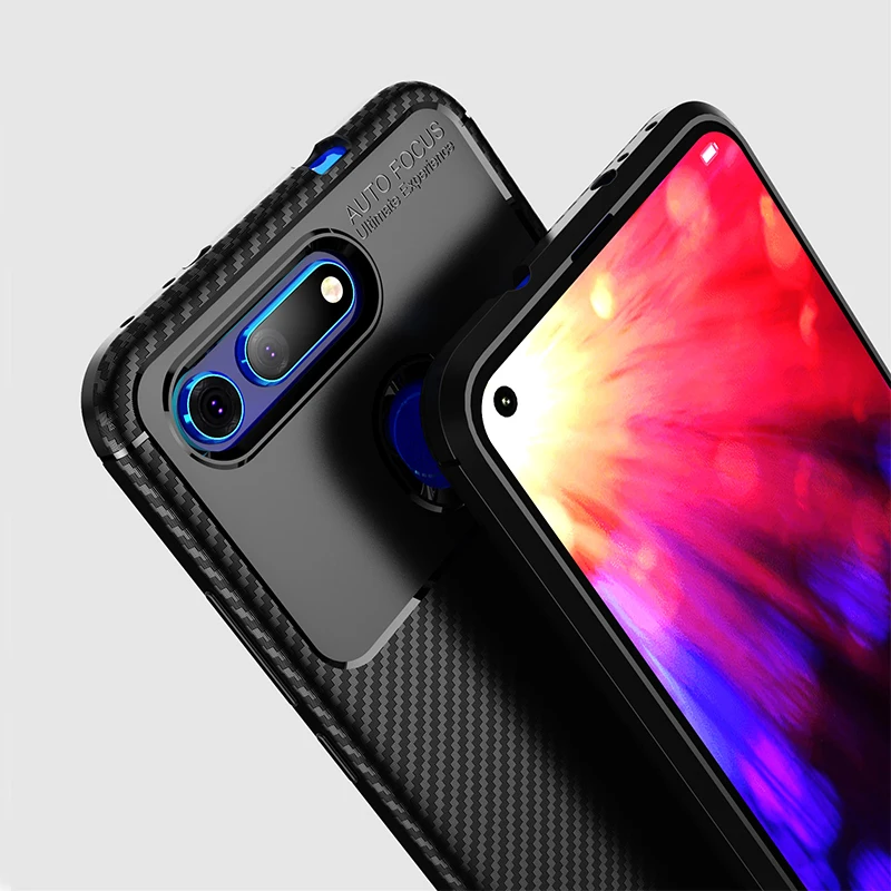 Чехлы для телефонов Huawei Honor View 20 чехол из углеродного волокна Мягкий Силиконовый