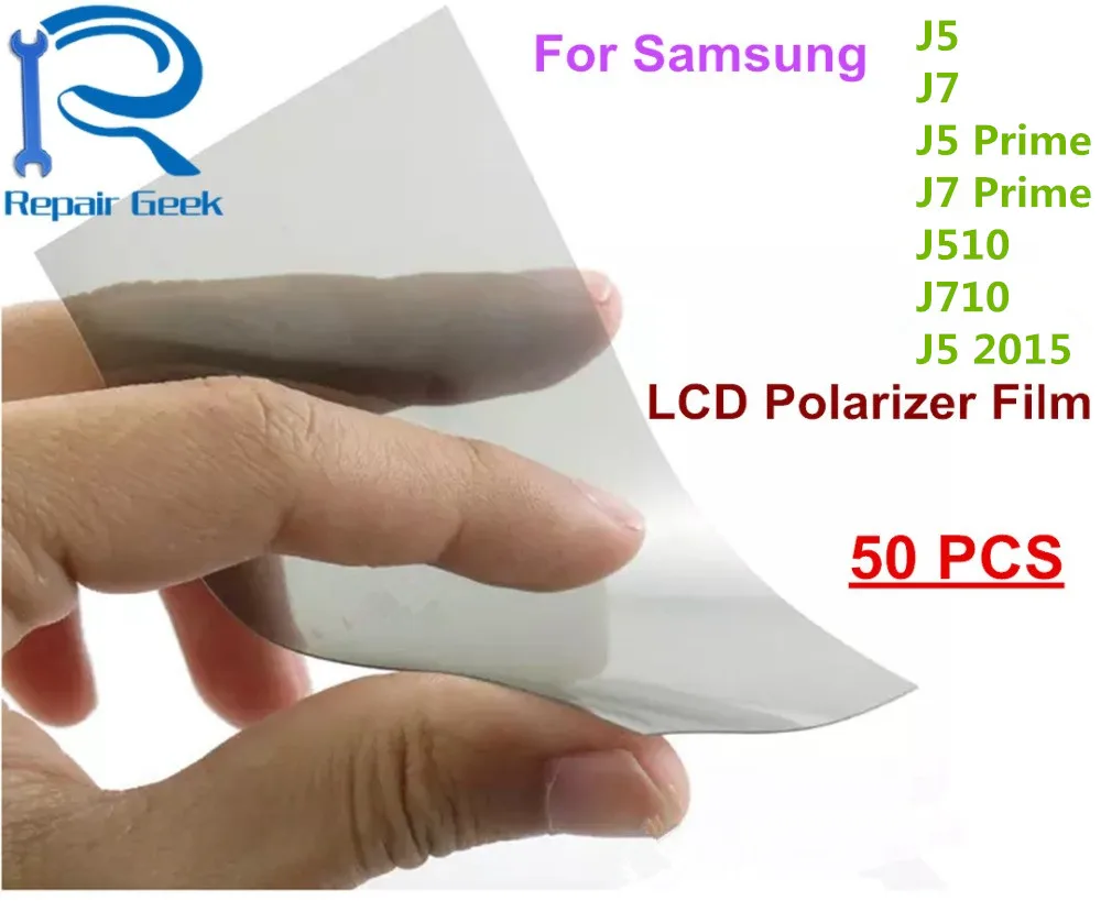 

50pcs/Lot LCD Polarize Anti Static Polarizer Polarized Film For Samsung J5 J7 Prime J510 J710 2015 Polarization Light Polaroided