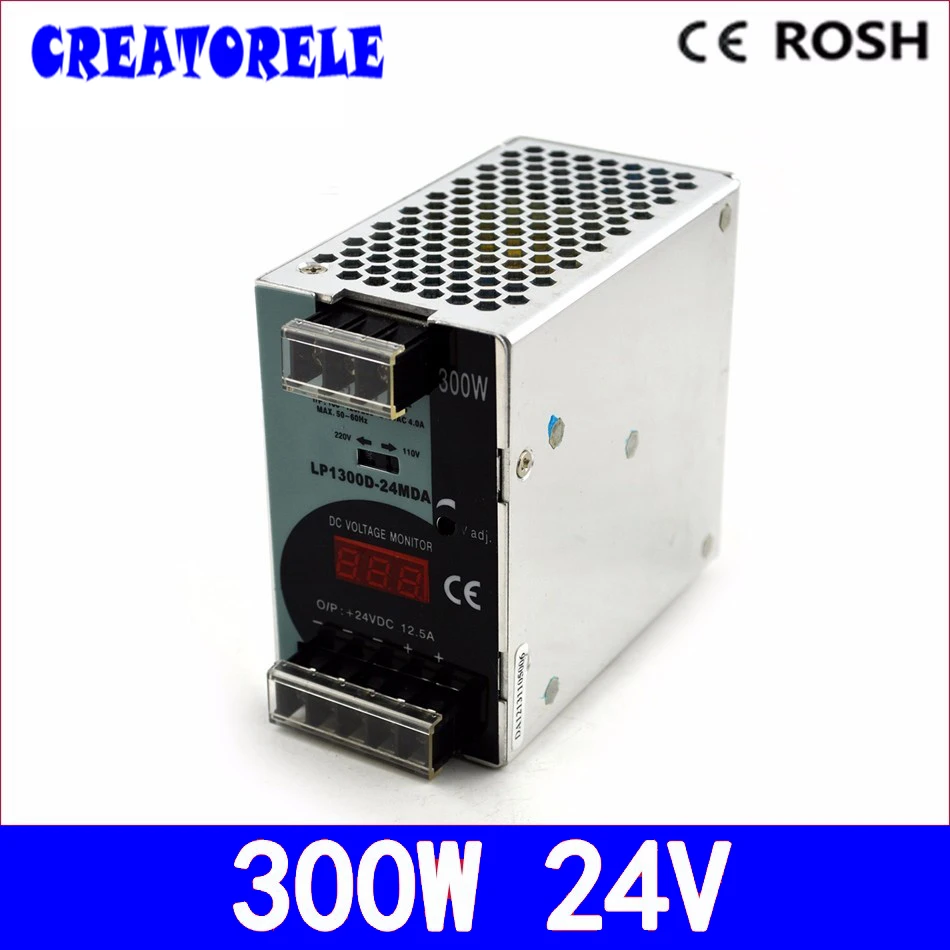 Ac к dc 300W 24v 12.5a LP 300 24 рельс din цифровой дисплей светодиодный источник питания для