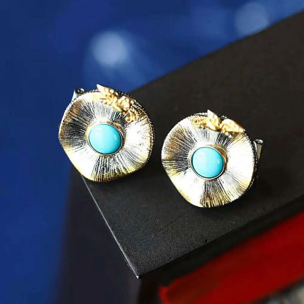 RADHORSE серьги из настоящего серебра 925 пробы бирюзовая бабочка цветок модельная