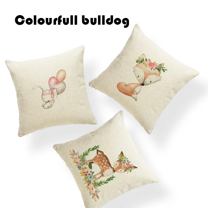 Красочные наволочки для подушек акварельные корова Череп кролик енот