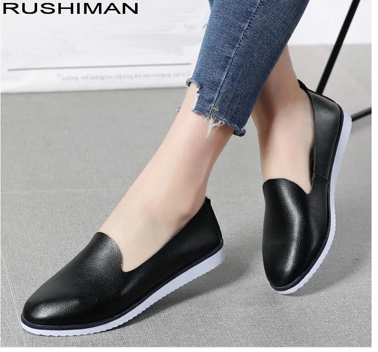 2021 Spring Autumn Flat Women Shoe Flats Ladies Dress Shoes Sneakers White Loafers Slip On casual Boat Oxford Shoes  SIZE 35-40