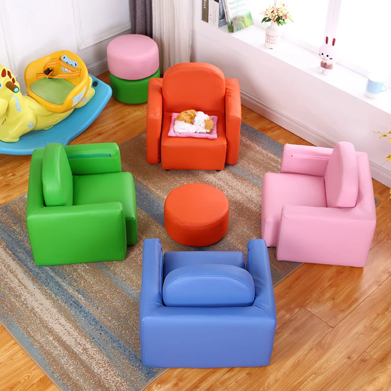

Children's Sofa Mini Sofa Chair Cartoon multifunctional Leather Art with stool chair for kids baby One Seat sofa bed gift