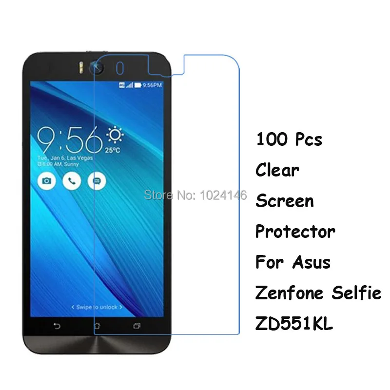 

100 шт./лот HD прозрачная защитная пленка для Asus Zenfone Selfie ZD551KL 5,5 "Защитная пленка с салфеткой для очистки