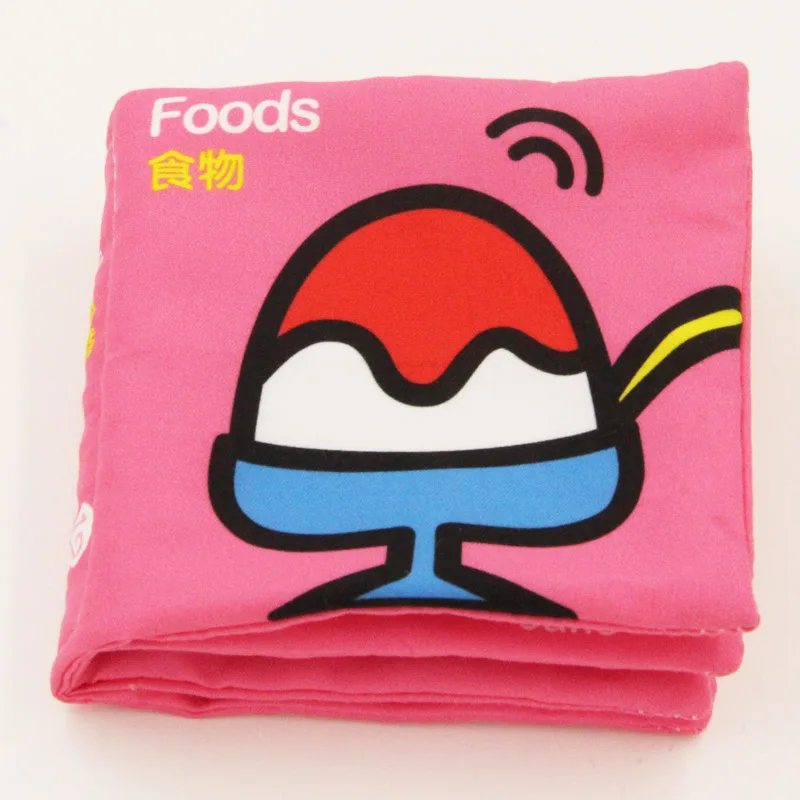 Foods Детские игрушки книжки из мягкой ткани звук шелеста Младенческая Развивающая погремушка в коляску игрушка новорожденная кроватка детские игрушки 0-36 месяцев - Цвет: Foods