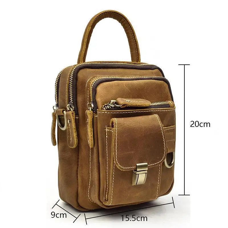 Johnature 2021 New Retro Genuine Leather Zipper &amp Hasp Men Shoulder Handbags Cow Leisure Solid Ipad Mobile Phone Bag |