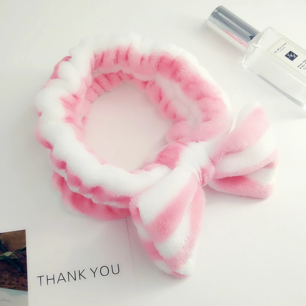 Pink White Stripe Аксессуары для волос с буквенным принтом OMG, ободки для женщин, коралловый флис, мягкий бант, для девушек, для мытья лица, заколки для волос, повязки для волос, головные уборы - Цвет: Pink White Stripe