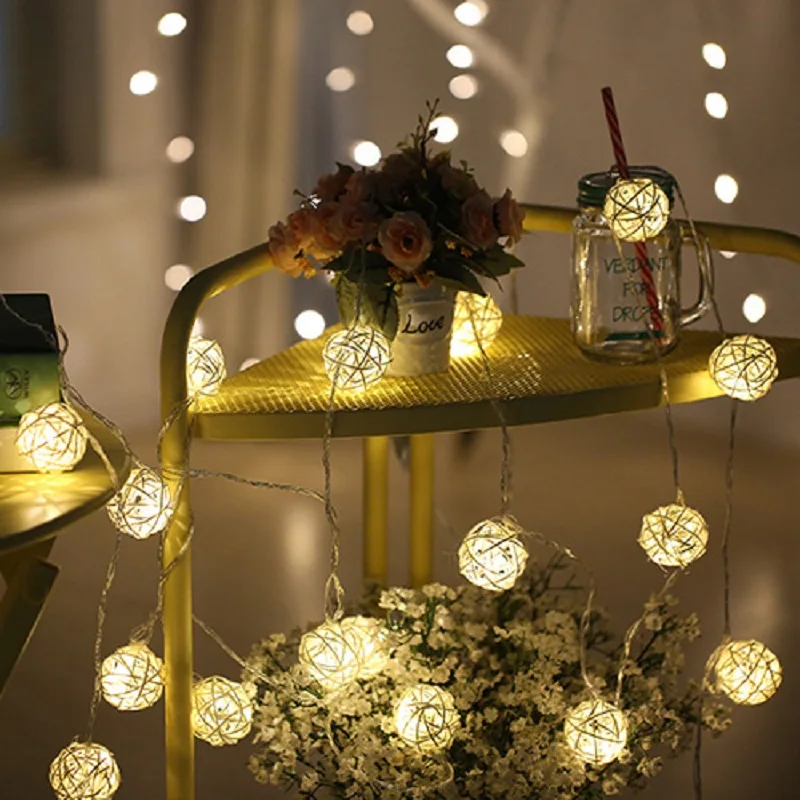 2 м 20 светодиодные гирлянды для праздника свадьбы вечеринки украшения ротанговый