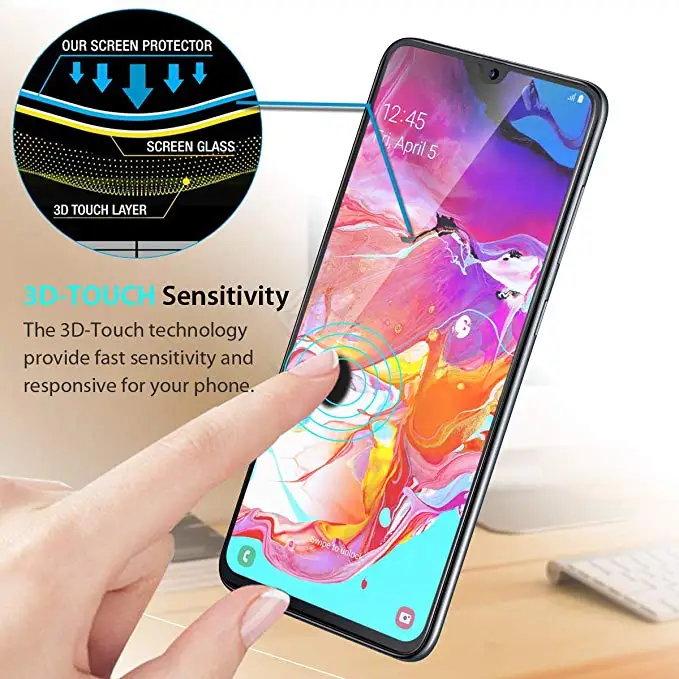 100 шт./лот для Samsung Galaxy A20 A40 A70 A 20 40 70 полное покрытие закаленное стекло 3D Защитная