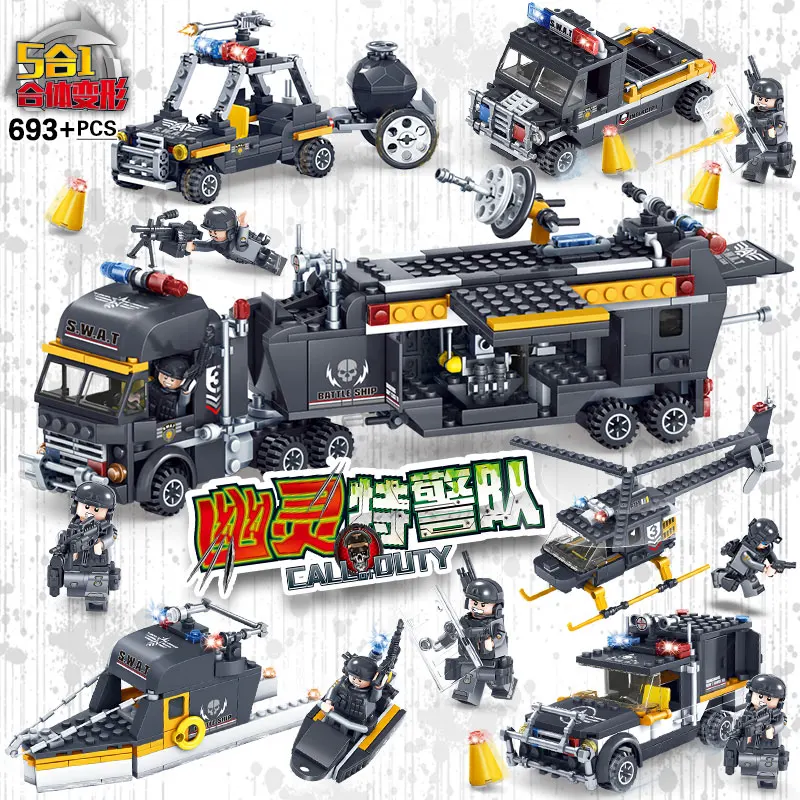 Городская полиция игрушки 3D DIY Модель Logoed строительные блоки команда SWAT