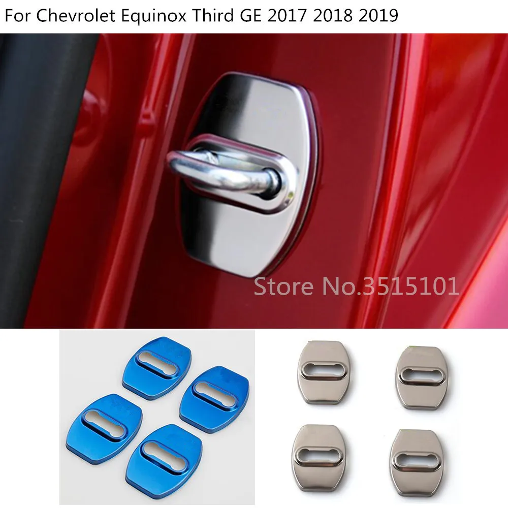 

Car stainless steel latch anti rust water proof Door lock keys buckle cover 4pcs For Chevrolet Equinox Third GE 2017 2018 2019