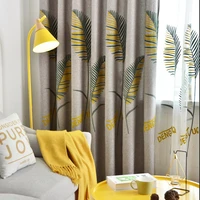 nordic style high grade curtains embroidered leaves living room window tulle linen curtain fabric for bedroom kitchen drapes
