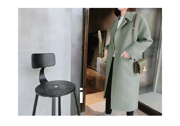 Uwback Для женщин шерстяное пальто одной кнопки Новинка 2017 года осень Femme Элегантная