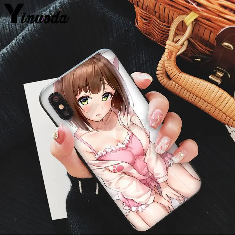 Yinuoda мультфильм аниме kawaii Девушка кошка Красочный милый чехол для телефона для iPhone 8 7 6 6S Plus 5 5S SE XR X XS MAX Coque Shell