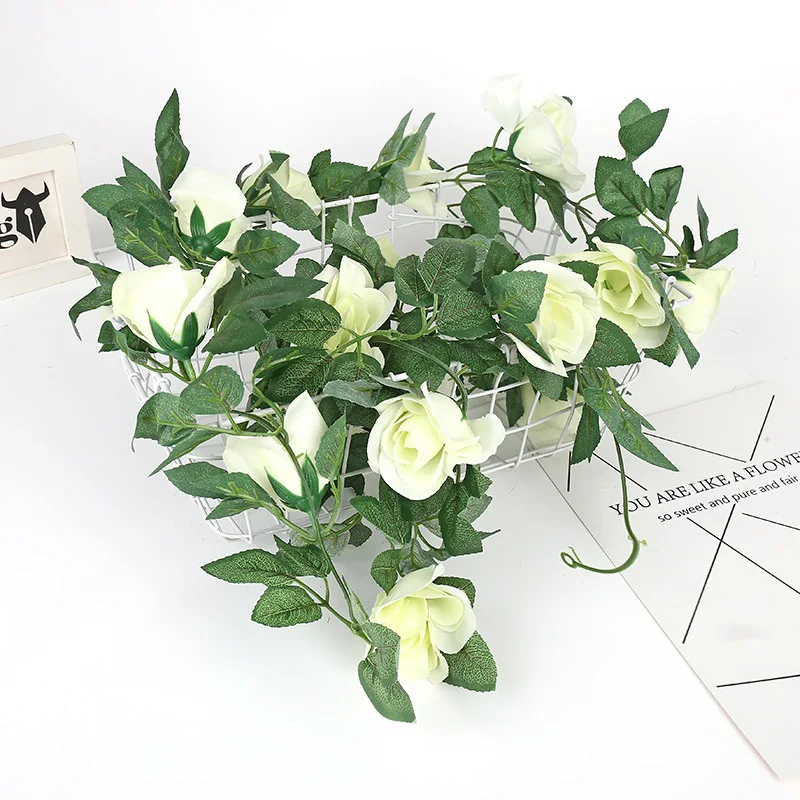 Искусственные розы цветок поддельные Висячие декоративные ветка листья