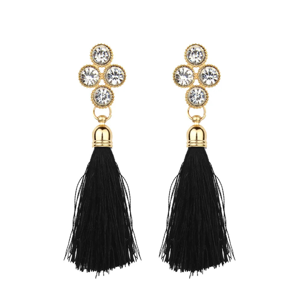 4 цвета модные стразы шерстяной веревки Ленточки серьги великолепный Jewelry Для