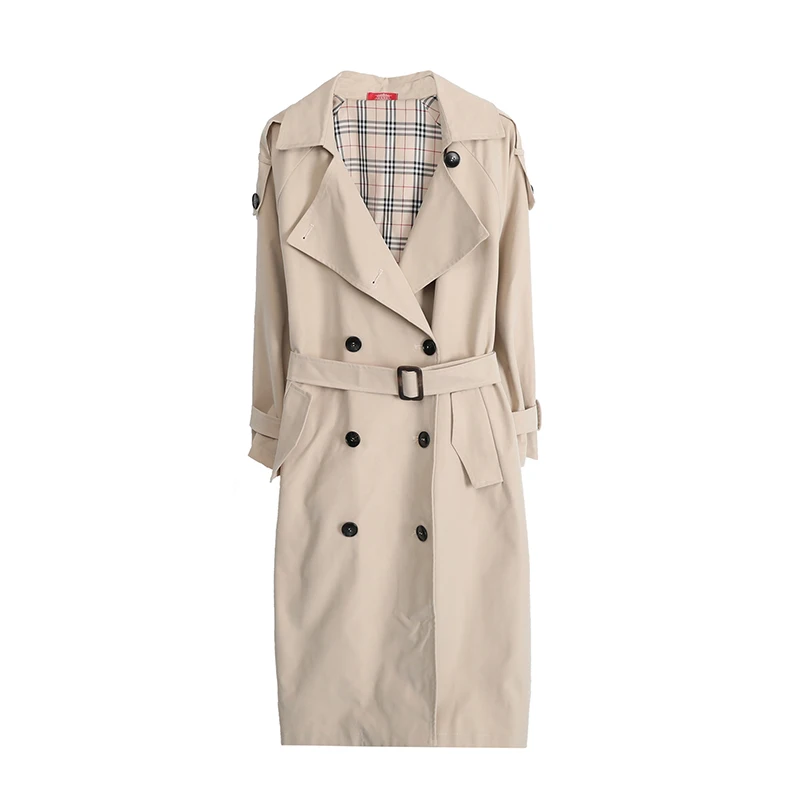 

2019 Spring Women's New Products Increase Fat Plus Big Size Parker Korean Version Windbreaker Long Coat Jacket V-neck Outerwear