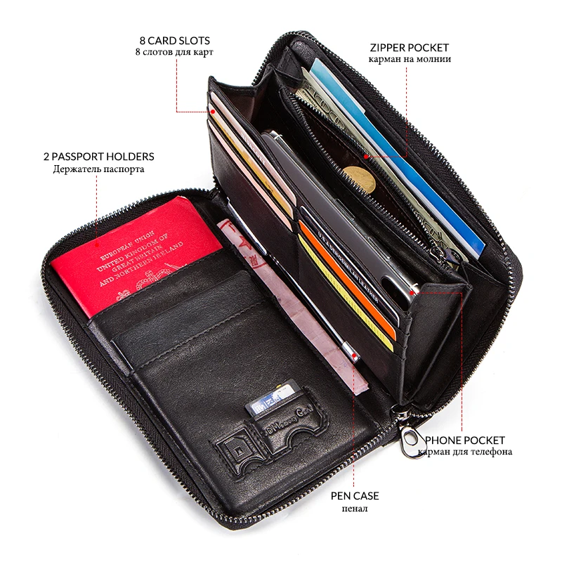 Контакта Для мужчин женские кошельки из натуральной кожи Мужской Длинный